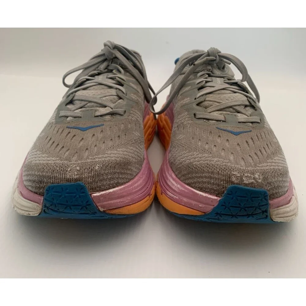 Hoka One One Womens Gaviota 4 Gray Orange WhiteRunning Shoes Sneakers Size 9.5B